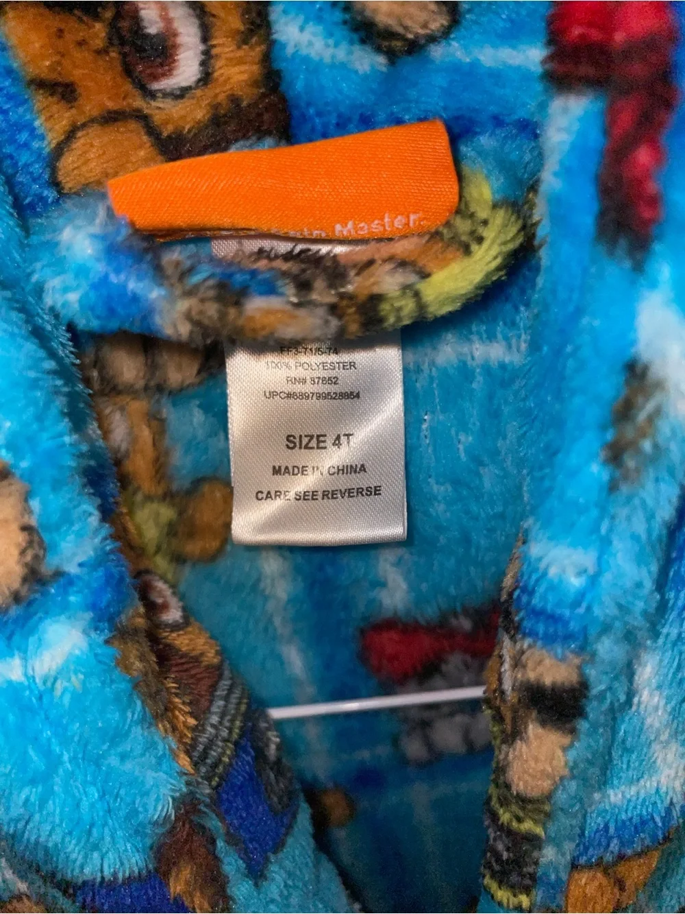 Blue Paw Patrol Kids Plush Hooded Robe with Fire Rescue Print. Size 4T